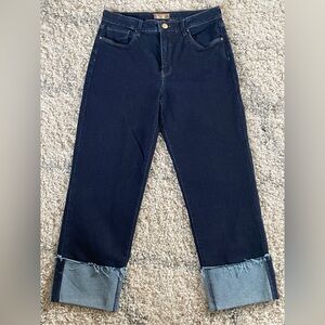 KUT from the‎ Kloth Dark Wash Straight Leg Jeans Wide Frayed Cuff Size 8